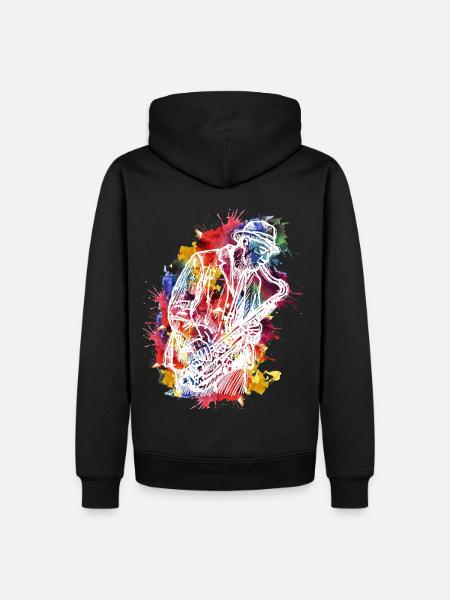 Aquarell-Design für Jazz-Saxophon-Enthusiasten - Männer Premium Bio Hoodie - Schwarz