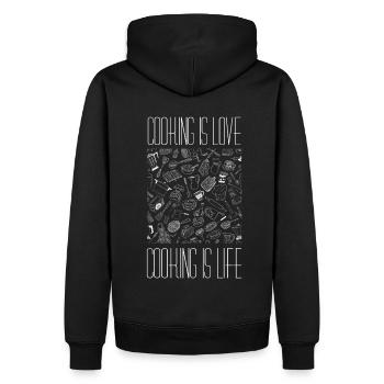 Libérez votre créativité en cuisine avec humour - Sweat à capuche Premium bio Homme - noir - Dos - Nico (187cm)
