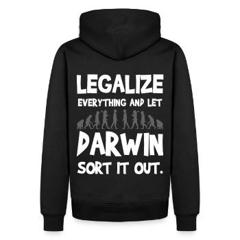 L’humour historique évolutionniste légalise son design - Sweat à capuche Premium bio Homme - noir - Dos - Nico (187cm)