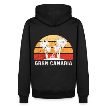 Gran Canaria Paradise Palm Trees Sunny Getaway - Men’s Premium Organic Hoodie - black - Back - Nico (187cm)