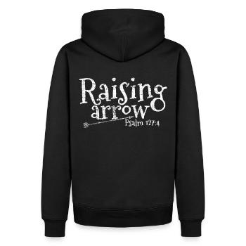 Team Jesus Bibelvers-inspiriertes Design - Männer Premium Bio Hoodie - Schwarz - Hinten - Nico (187cm)