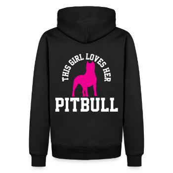 Collection de conception d’œuvres d’art uniques Pitbull Girl - Sweat à capuche Premium bio Homme - noir - Dos - Nico (187cm)