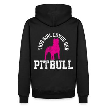 Des œuvres d’art uniques pour les filles tenant leur pitbull - Sweat à capuche Premium bio Homme - noir - Dos - Nico (187cm)