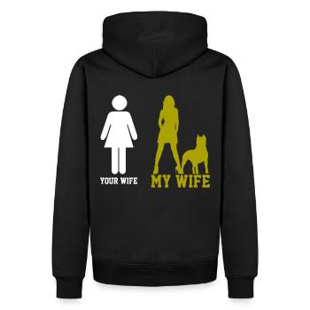 D’une femme pitbull élégante et artistique - Sweat à capuche Premium bio Homme - noir - Dos - Nico (187cm)