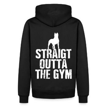 Pitbull Gym Power und Grace Athletic Design - Männer Premium Bio Hoodie - Schwarz - Hinten - Nico (187cm)