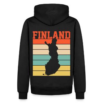 Entdecken Sie die Essenz Finnlands mit Helsinki - Männer Premium Bio Hoodie - Schwarz - Hinten - Nico (187cm)