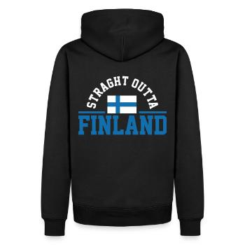 Lebendiges skandinavisches Design mit finnischer - Männer Premium Bio Hoodie - Schwarz - Hinten - Nico (187cm)