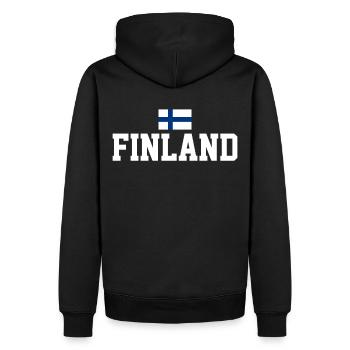 Découvrez le design du drapeau scandinave - Sweat à capuche Premium bio Homme - noir - Dos - Nico (187cm)