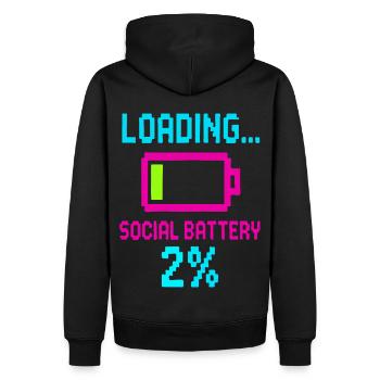 Loading Social Battery – Citation amusante à faible consommation d’énergie - Sweat à capuche Premium bio Homme - noir - Dos - Nico (187cm)