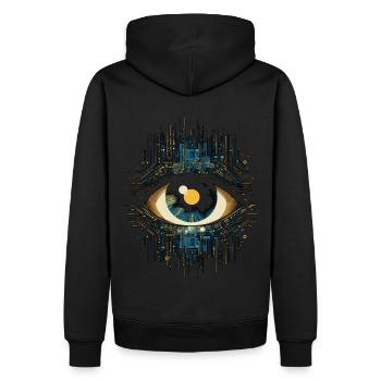 Auge Elektronik - Männer Premium Bio Hoodie - Schwarz - Hinten - Nico (187cm)