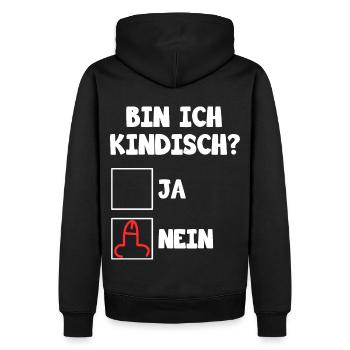 Bin ich kindisch ja nein für dunkle Mode - Männer Premium Bio Hoodie - Schwarz - Hinten - Nico (187cm)