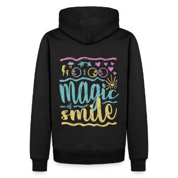 Smile - Männer Premium Bio Hoodie - Schwarz - Hinten - Nico (187cm)