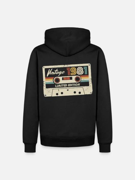 Vintage 1981 Retro Kassette 40. Geburtstag - Männer Premium Bio Hoodie - Schwarz