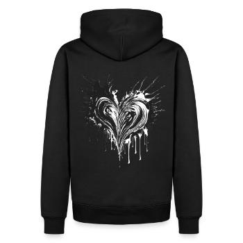Couleur cœur noir et blanc - Sweat à capuche Premium bio Homme - noir - Dos - Nico (187cm)