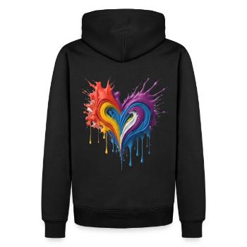 Herz Liebe Farbe Kunst - Männer Premium Bio Hoodie - Schwarz - Hinten - Nico (187cm)