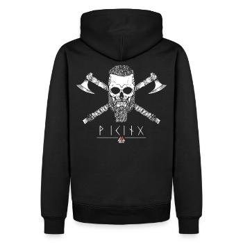 Viking - Skull Runen - Männer Premium Bio Hoodie - Schwarz - Hinten - Nico (187cm)