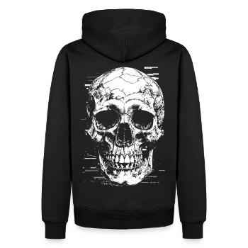 Skull in Vintage Glitch Style - Men’s Premium Organic Hoodie - black - Back - Nico (187cm)