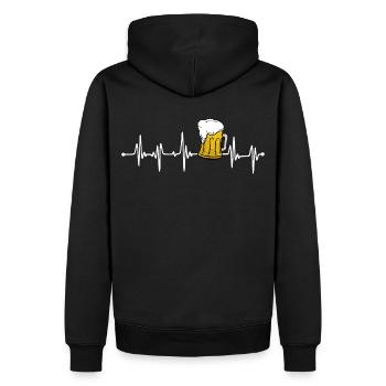 BIÈRE - ECG - Battement de cœur - Sweat à capuche Premium bio Homme - noir - Dos - Nico (187cm)
