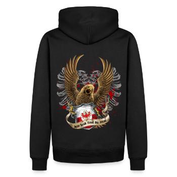 DEM LAND TIROL DIE TREUE - Männer Premium Bio Hoodie - Schwarz - Hinten - Nico (187cm)