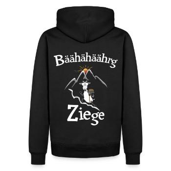 Berg - Ziege lustig geschrieben - Männer Premium Bio Hoodie - Schwarz - Hinten - Nico (187cm)