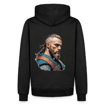 Guerrier barbare viking - Sweat à capuche Premium bio Homme - noir - Dos - Nico (187cm)