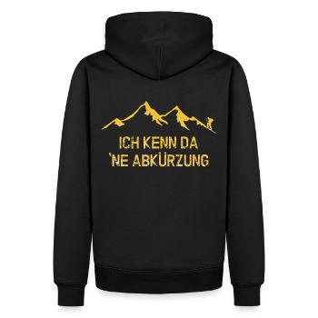Abkürzung - Wandern - Outdoor - vintage - Männer Premium Bio Hoodie - Schwarz - Hinten - Nico (187cm)