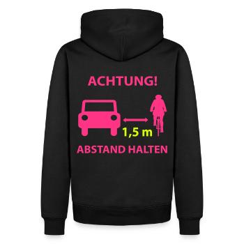 Fahrrad Abstand halten Sicherheit Signal Shirt - Männer Premium Bio Hoodie - Schwarz - Hinten - Nico (187cm)