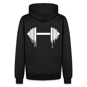 Gewichtheben - GYM - Workout - Männer Premium Bio Hoodie - Schwarz - Hinten - Nico (187cm)