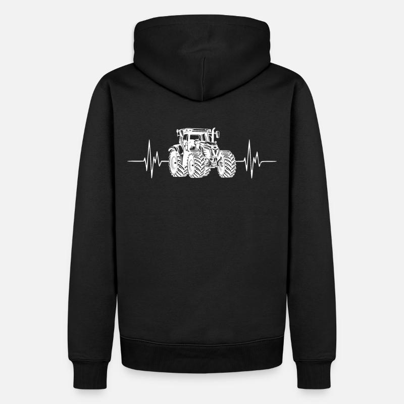 Traktor - Herzschlag - Bauer - Männer Premium Bio Hoodie - Schwarz