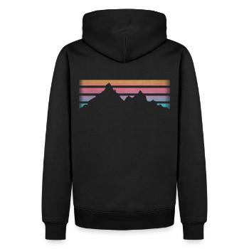 MONTAGNES - RANDONNÉE - RETRO Stripes - Sweat à capuche Premium bio Homme - noir - Dos - Nico (187cm)