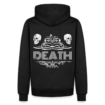Retro Death - Goth Statement - Männer Premium Bio Hoodie - Schwarz - Hinten - Nico (187cm)