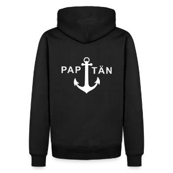 PAPITÄN - Vater - Anker - Geschenkidee - Männer Premium Bio Hoodie - Schwarz - Hinten - Nico (187cm)