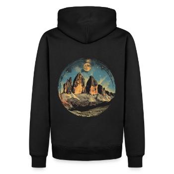 Souvenir des Dolomites des Trois Pics Tre Cime di Lavaredo - Sweat à capuche Premium bio Homme - noir - Dos - Nico (187cm)