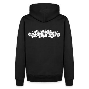Hibiskus Blume - HAWAII - Männer Premium Bio Hoodie - Schwarz - Hinten - Nico (187cm)