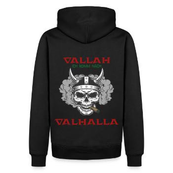 Cannabis Marihuana Weed Hanf Valhalla Wikinger - Männer Premium Bio Hoodie - Schwarz - Hinten - Nico (187cm)