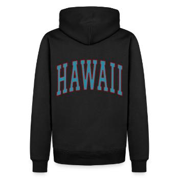 HAWAII - College Stil - Männer Premium Bio Hoodie - Schwarz - Hinten - Nico (187cm)