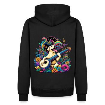 Labrador Saitenzauber - Männer Premium Bio Hoodie - Schwarz - Hinten - Nico (187cm)