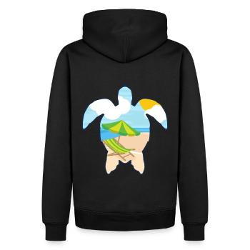 Summer Turtle / Schildkröte / Sommer / Sonne - Männer Premium Bio Hoodie - Schwarz - Hinten - Nico (187cm)