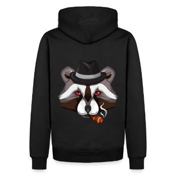 Mafia Waschbär - Männer Premium Bio Hoodie - Schwarz - Hinten - Nico (187cm)