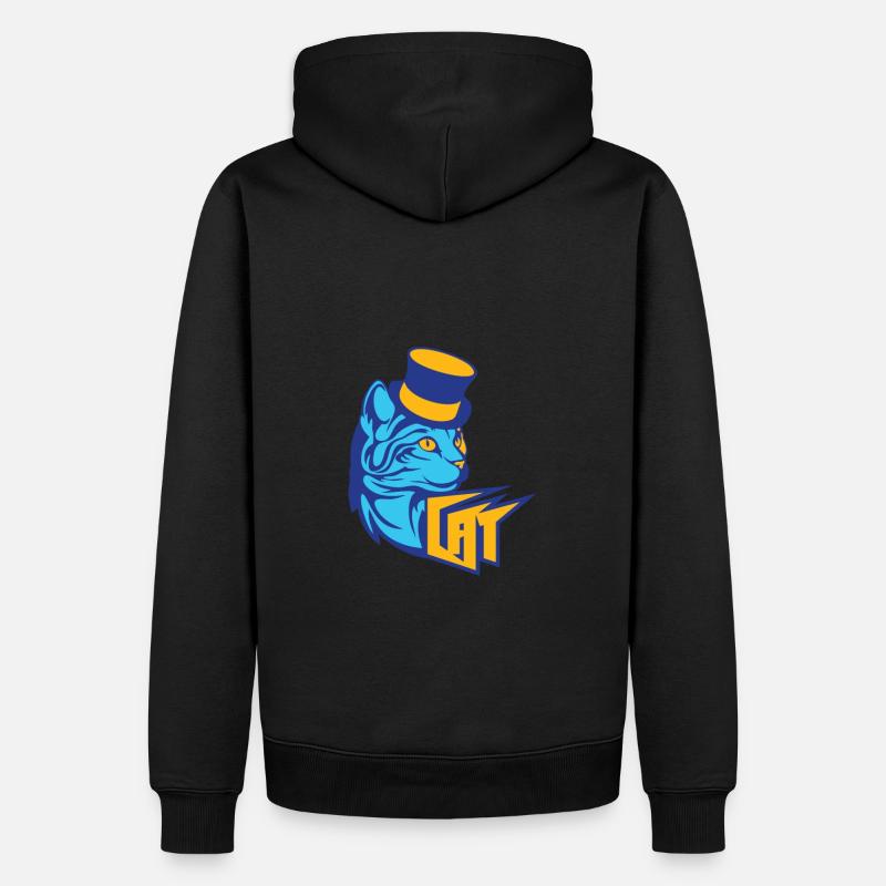 Blue Cat / Blaue Katze - Männer Premium Bio Hoodie - Schwarz