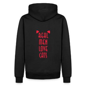 Real Men Love Cats / Chats - Sweat à capuche Premium bio Homme - noir - Dos - Nico (187cm)
