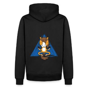Meditation Horse (Pferd) - Männer Premium Bio Hoodie - Schwarz - Hinten - Nico (187cm)