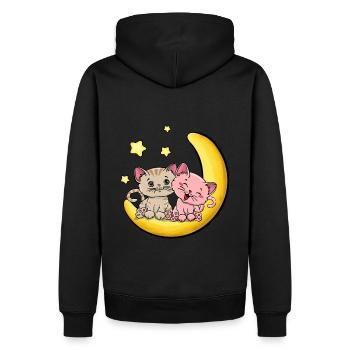 Amour de chat sur la lune - Sweat à capuche Premium bio Homme - noir - Dos - Nico (187cm)