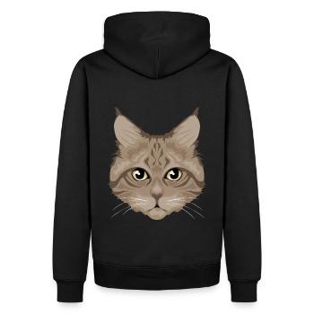 Brown Cat / Katze - Männer Premium Bio Hoodie - Schwarz - Hinten - Nico (187cm)