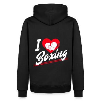 Ich liebe Boxen - Männer Premium Bio Hoodie - Schwarz - Hinten - Nico (187cm)