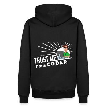 Programmer - Trust me - Men’s Premium Organic Hoodie - black - Back - Nico (187cm)