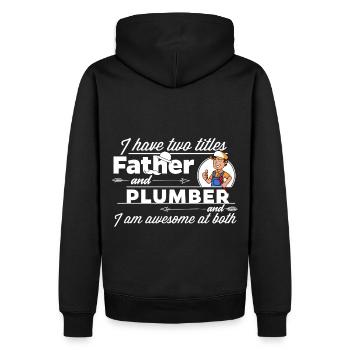 Klempner und Vater - Männer Premium Bio Hoodie - Schwarz - Hinten - Nico (187cm)