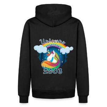 Einhörner wurden 2003 geboren - Männer Premium Bio Hoodie - Schwarz - Hinten - Nico (187cm)