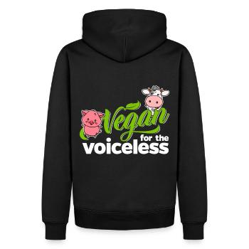Vegan pour les sans voix (vache) - Sweat à capuche Premium bio Homme - noir - Dos - Nico (187cm)