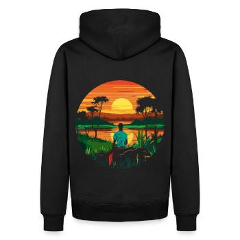 Voyage Afrique - Sweat à capuche Premium bio Homme - noir - Dos - Nico (187cm)